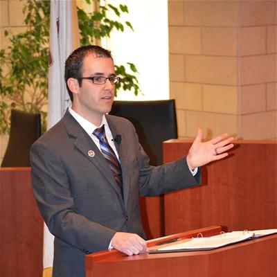 President Matt Brolley delivering the 2014 State of the Village address
